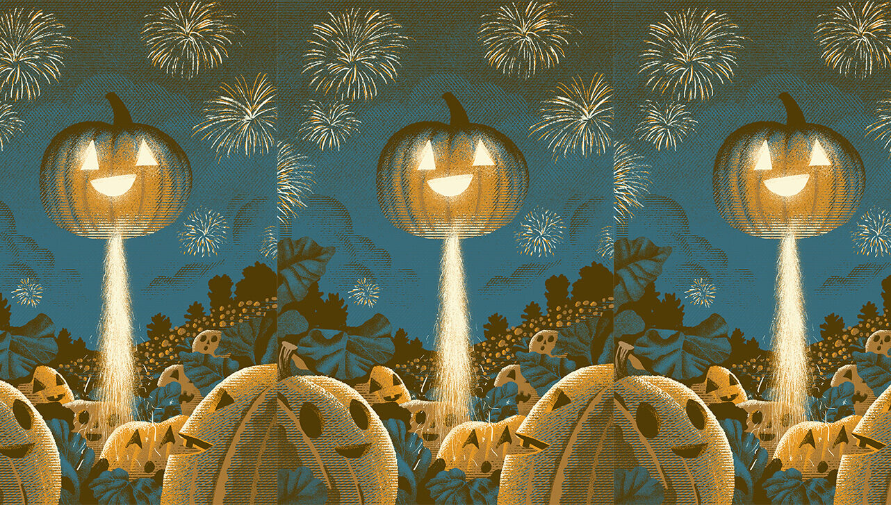 Byron Eggenschwiler illustration of pumpkin fireworks