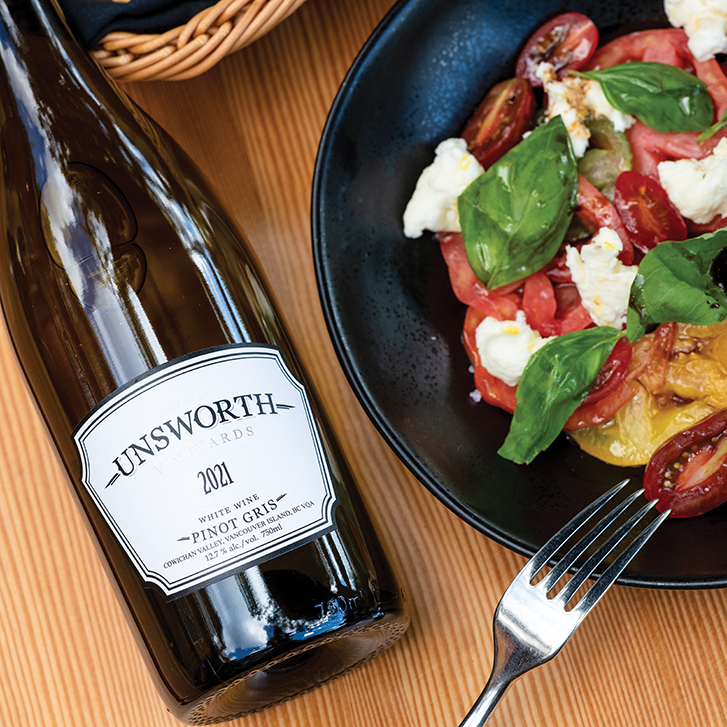 Unsworth wine and salad