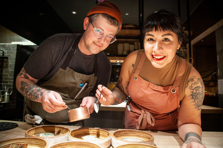 Photo of Andy Doubrava and Tiffani Ortiz baking
