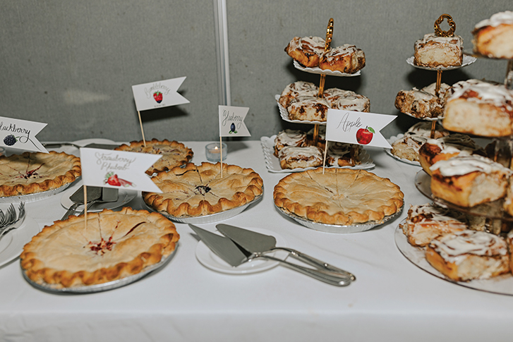 cinnamon buns from Grounds for Coffee and pies from Langley’s Krause Berry Farms