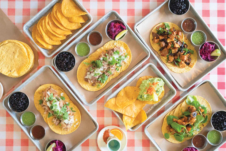 tacos on a picnic table