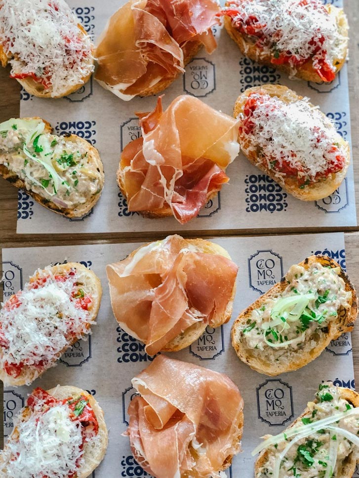 Little open face sandwiches.