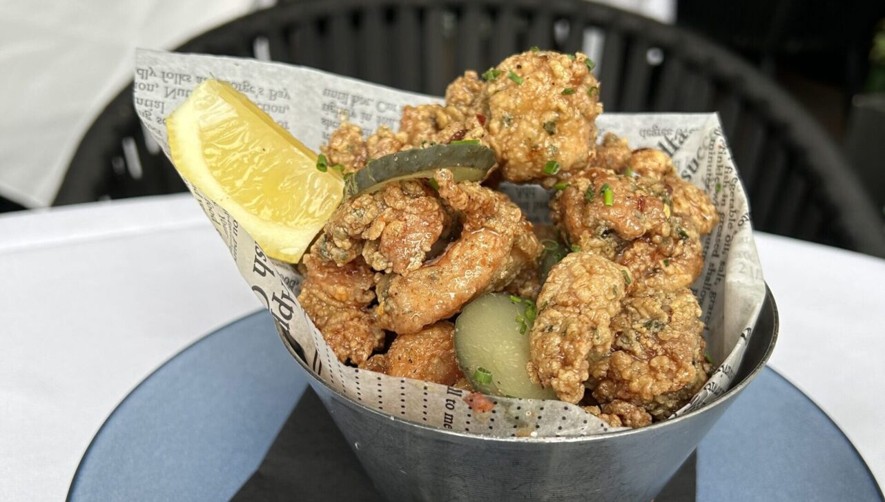 fried chicken with pickles