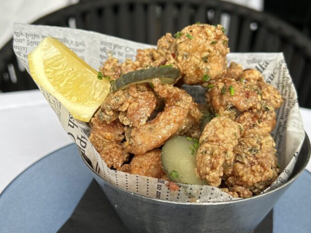 fried chicken with pickles
