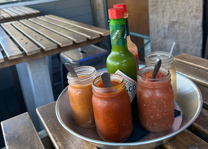 Smitty's housemade sauces for the oysters 