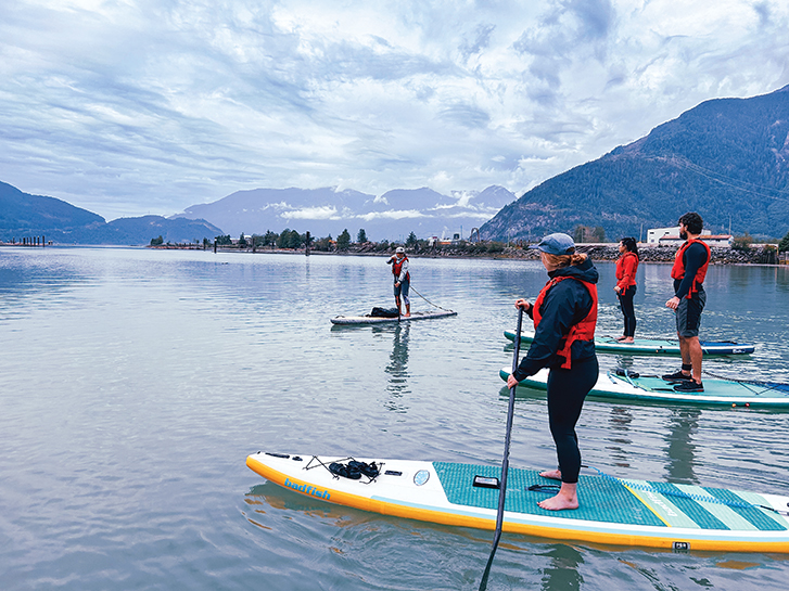 Paddleboard lesson in session