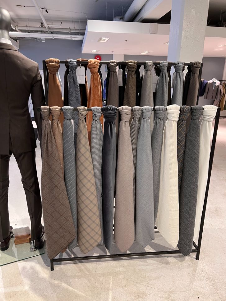 fabrics draped on display