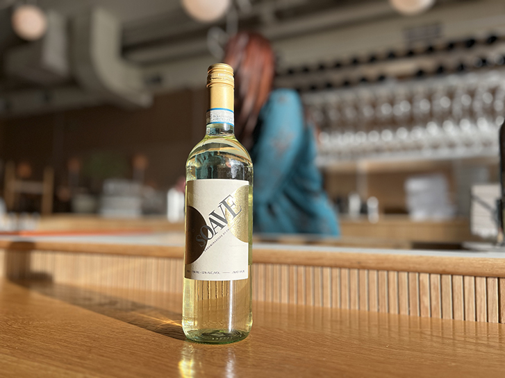 Savio Volpe wine on restaurant bar