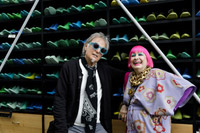 John Fluevog and Zandra Rhodes at Fluevog HQ in Vancouver