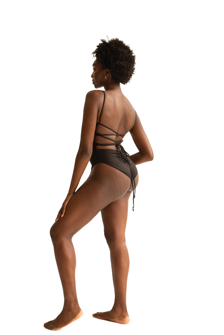Corset one-piece in classic matte black