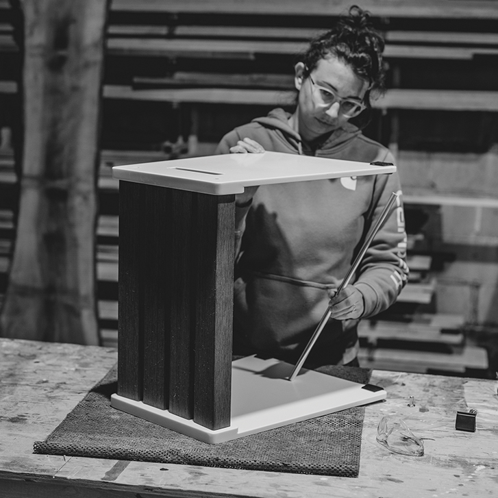 The Lotic shower seat in the prototyping stage