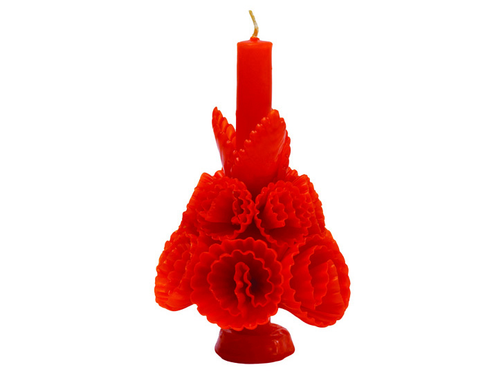 Red flower-shaped candle