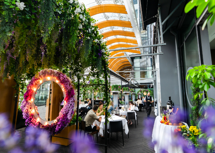 the interiors of a glamorous restaurant