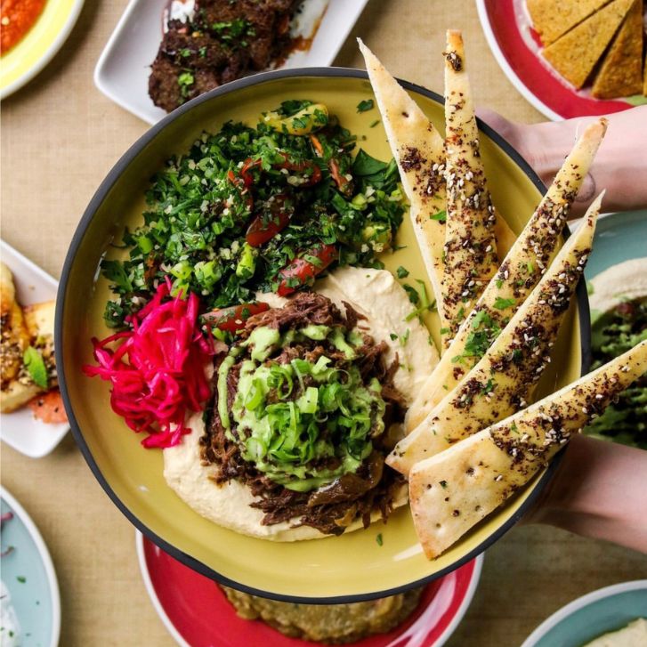 Hummus, tabbouleh and pita
