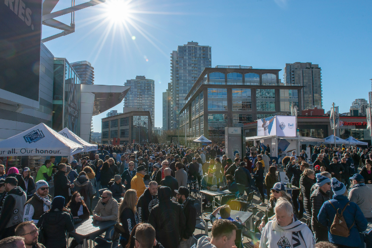 a crowd of people outside bc place