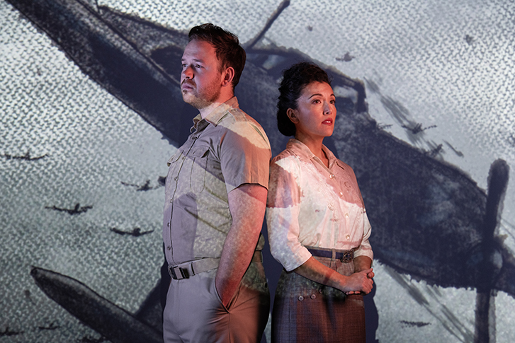 Griffin Cork and Yoshie Bancroft; projection design by Cindy Mochizuki; photo by David Cooper