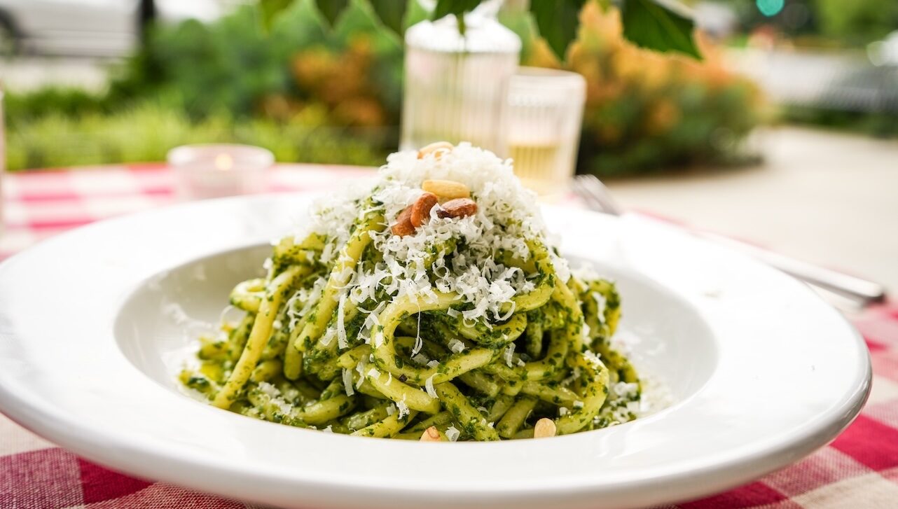 Spaghetti pesto from Loam Bistro