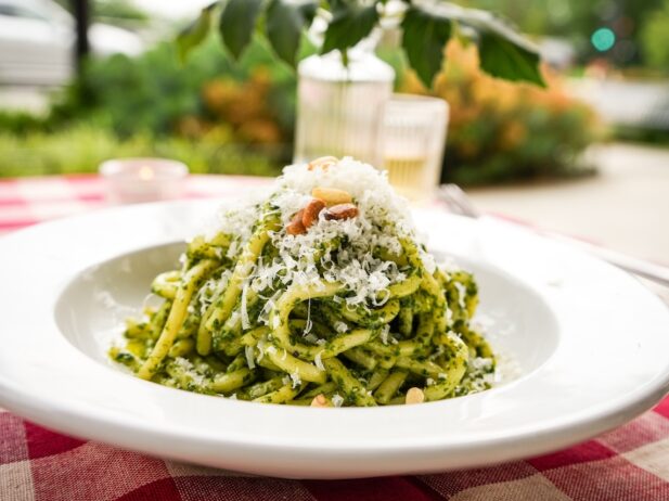 Spaghetti pesto from Loam Bistro