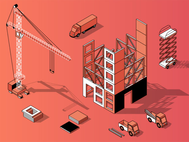 Illustration of a building under construction