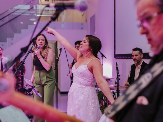 Bride singing at her wedding