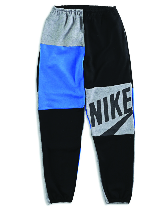 patchwork sweatpants with nike swoosh