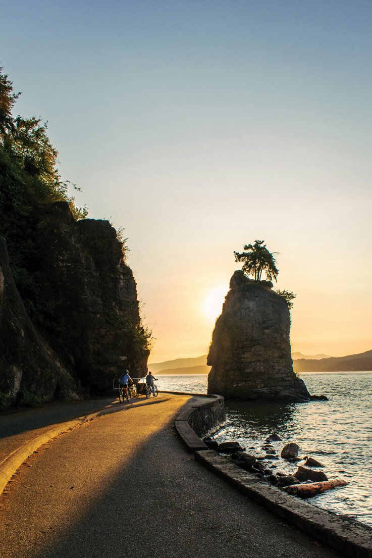 the seawall curves around the bend as the ocean sparkles next to it
