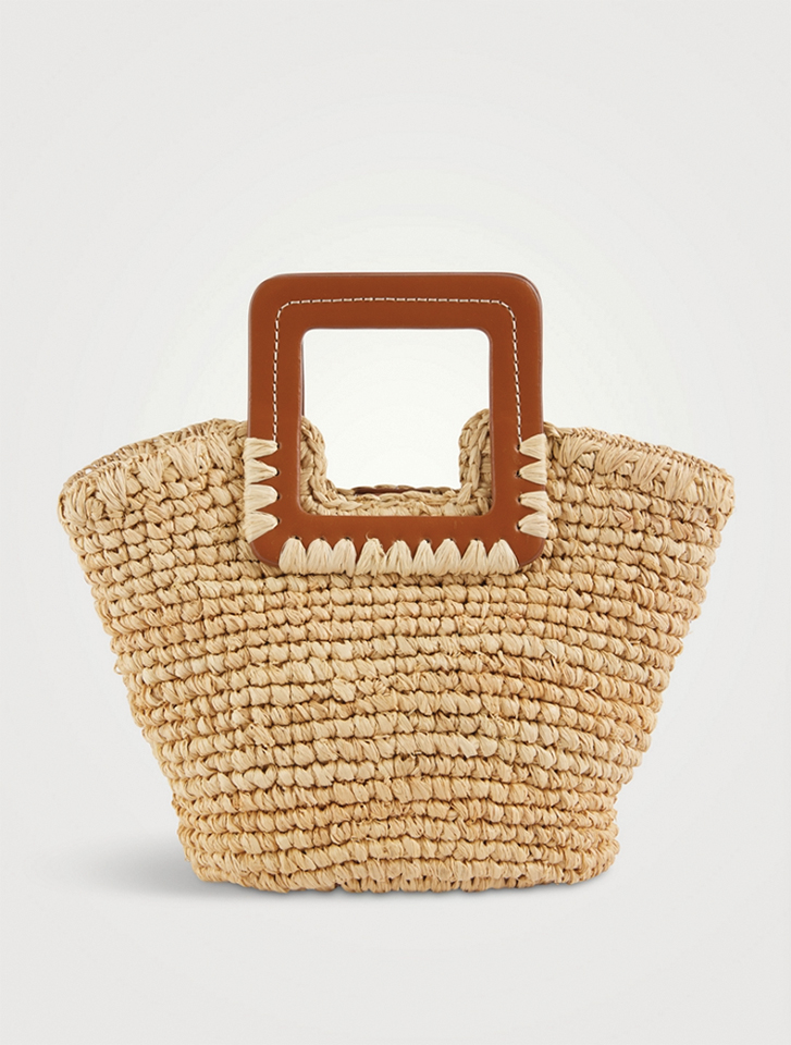 Mini Shirley raffia tote bag