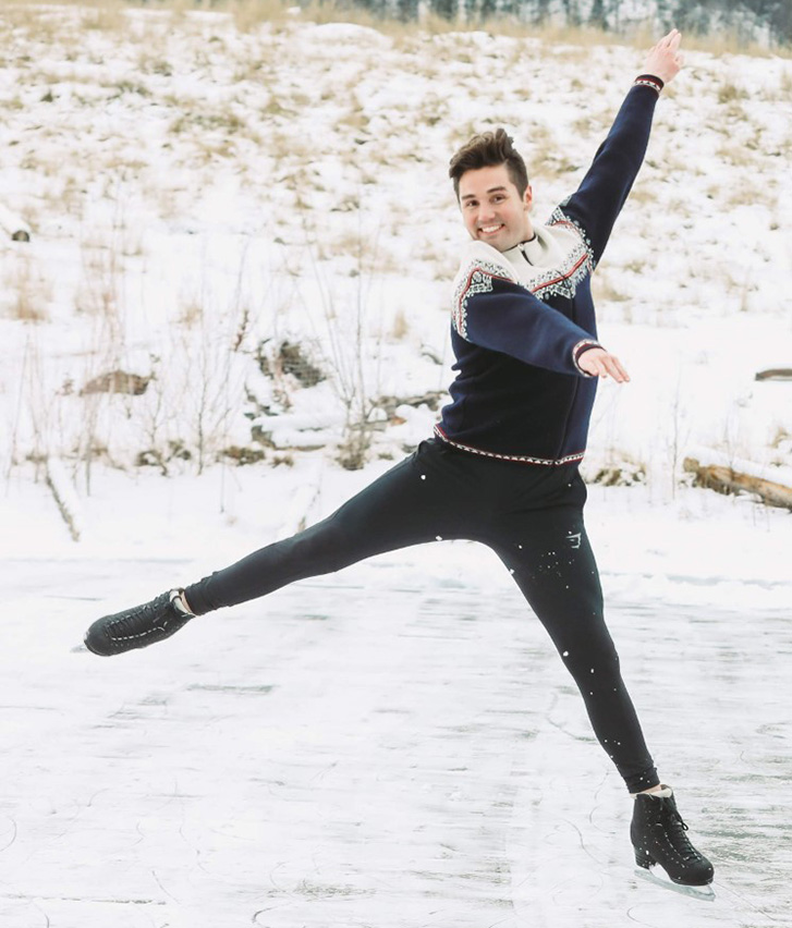 Stanbra skating on a pond in Castlegar, BC.