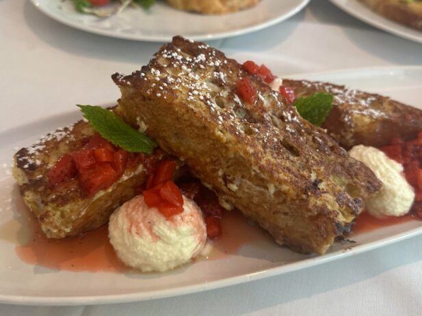 French toast with lemon ricotta and strawberry