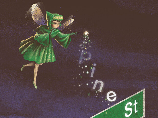 Illustration of a fairy naming a city street